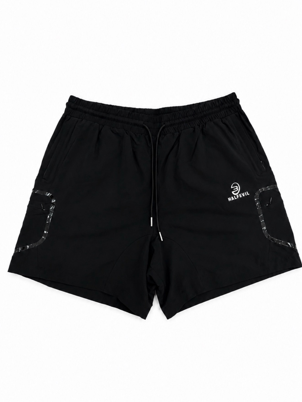 HALF EVIL 333 Like New Black Nylon Shorts with Zip Pockets